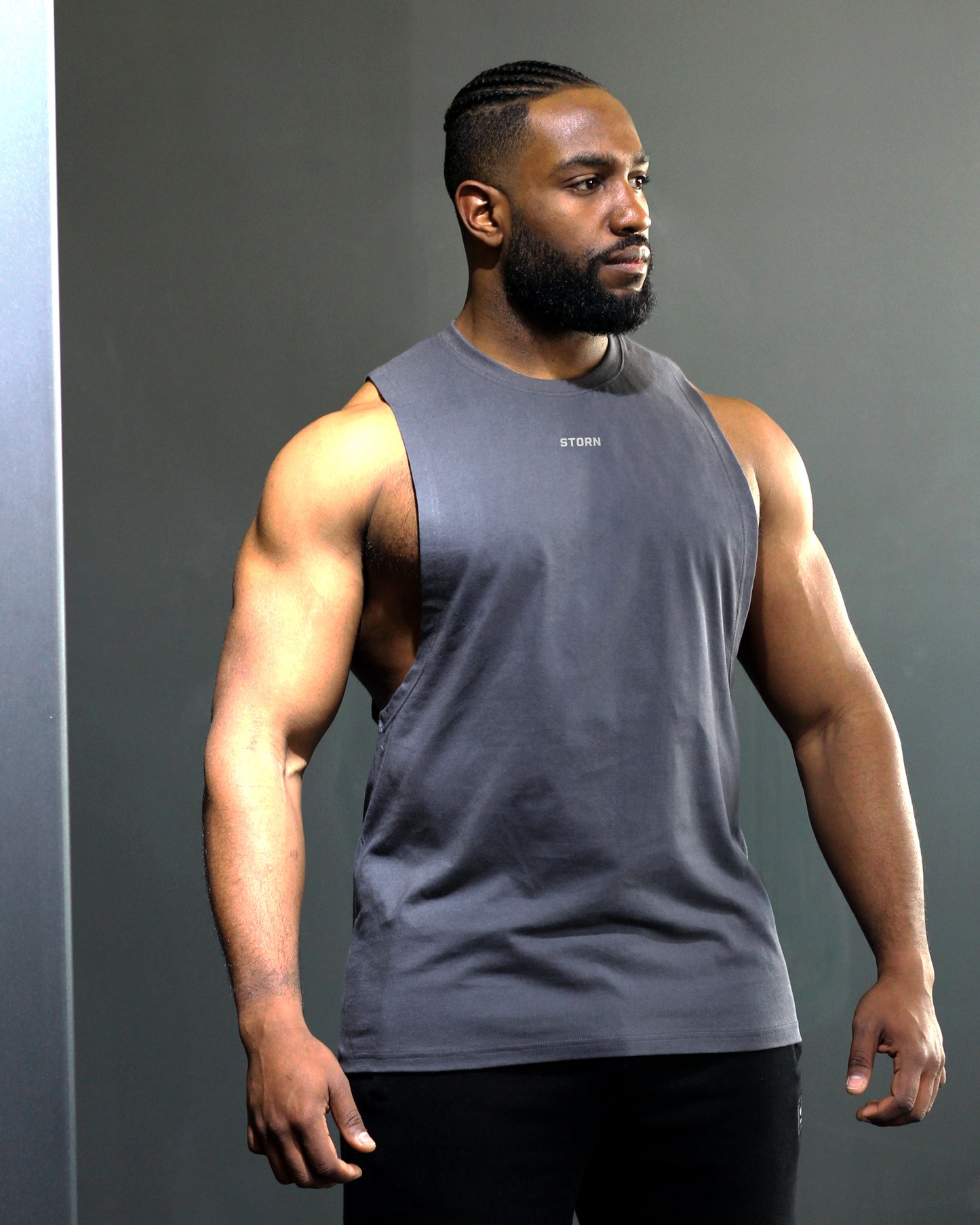Essential Drop Arm Tank - Dark Grey
