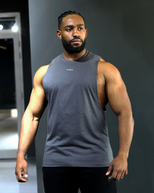Essential Drop Arm Tank - Dark Grey